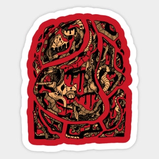 Abstract Wave of Thoughts No 3 - Red and Cream Sticker